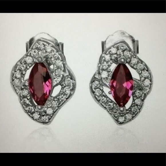 2 Ct. Abstract Marquise Lab Ruby Stud Earrings New - Picture 1 of 2